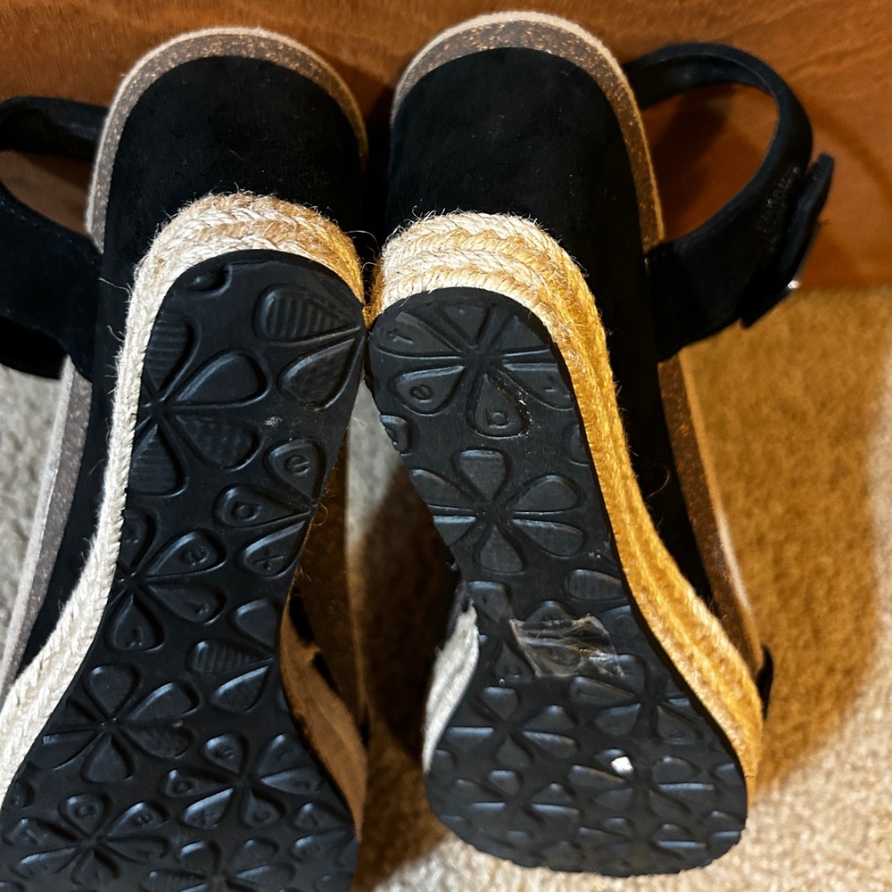 Aetrex Womens Sydney Wedge Sandal Black Size 9,5 US / 40 EU Espadrilles Boho New - Picture 13 of 16
